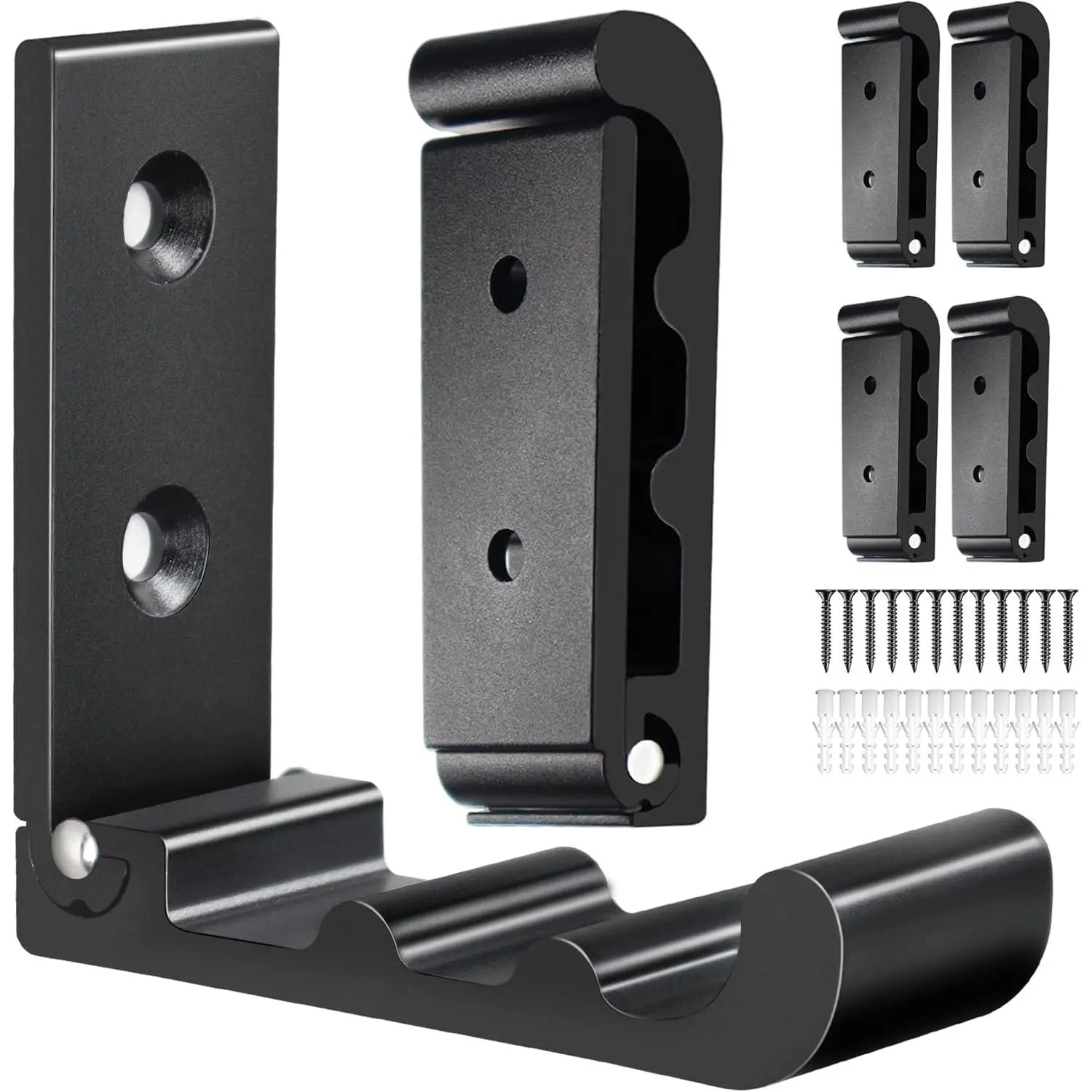 6 count Heavy Duty Folding Wall Hooks, Sturdy Black Wall Mounted Hooks for Coats, Towels, Backpacks, Bags, Space Saving Wave Design for Living Room, Bedroom Organization