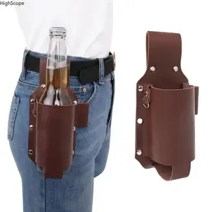 Classic Leather Beer Belt Holder - Portable Bottle Holster Waist Bag, Perfect for Travel Tailgating