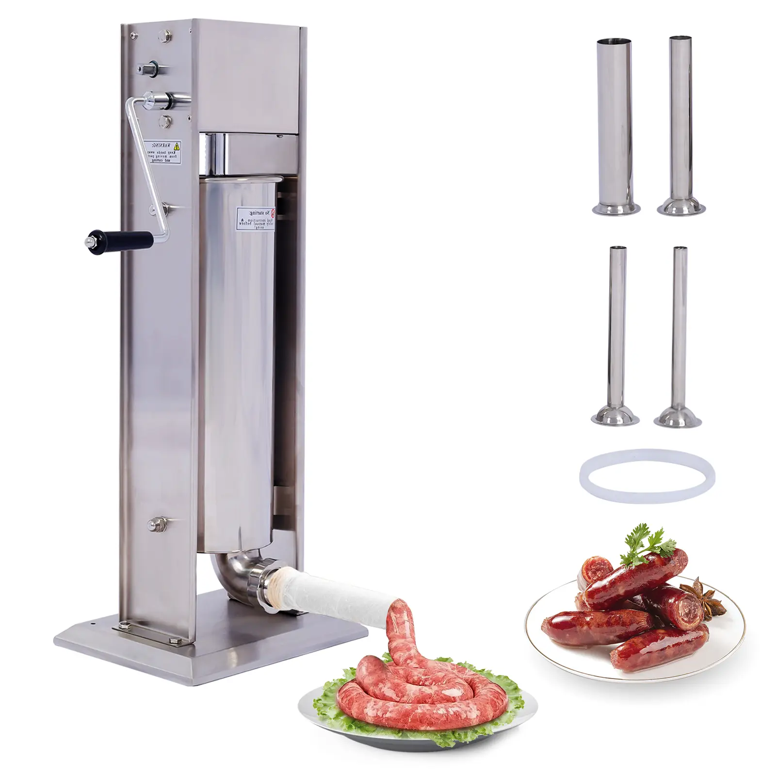 Donext Sausage Stuffer, Stainless Steel Commercial Sausage Maker 7LB Dual-Speed Vertical Stuffer, Meat Filler with 4 Tubes, LEM Stuffer Alternative