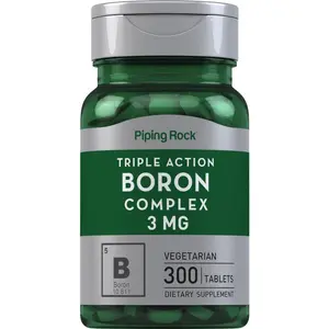Piping Rock Boron Supplement for Men and Women | 3mg | 300 Tablets | Triple Complex | as Glycinate, Aspartate, Citrate | Vegetarian, Non-GMO, Gluten Free