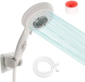 Handheld shower  with on off  water saving | High  rv shower  replacement with 60'' Hose and bracket | camper shower  with shut off value - White