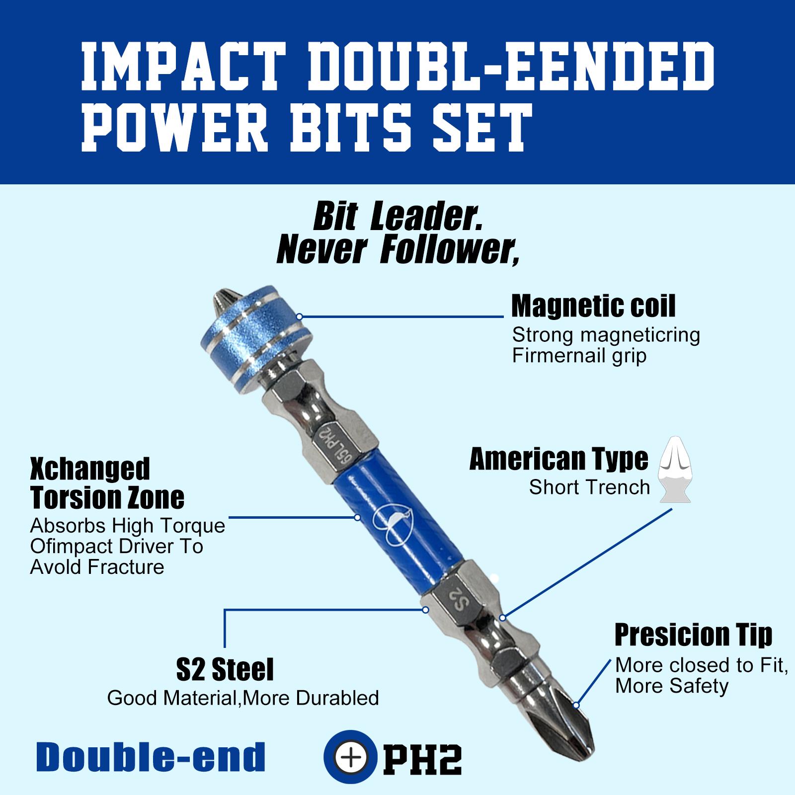 Strong Magnetic Screwdriver Bit Set, 10PCS PH2 Phillips Bits, 50mm 2-Inch S2 Impact-Resistant Drill Bits, 1/4" Hex Shank for Electric Screwdriver and Impact Driver