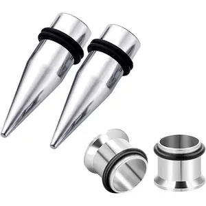 4 Piece 316l Steel Tapers and Tunnels Ear Stretching Kit Gauges Gauging Plugs Choose 1g 7/16 1/2 9/16 00g-14g