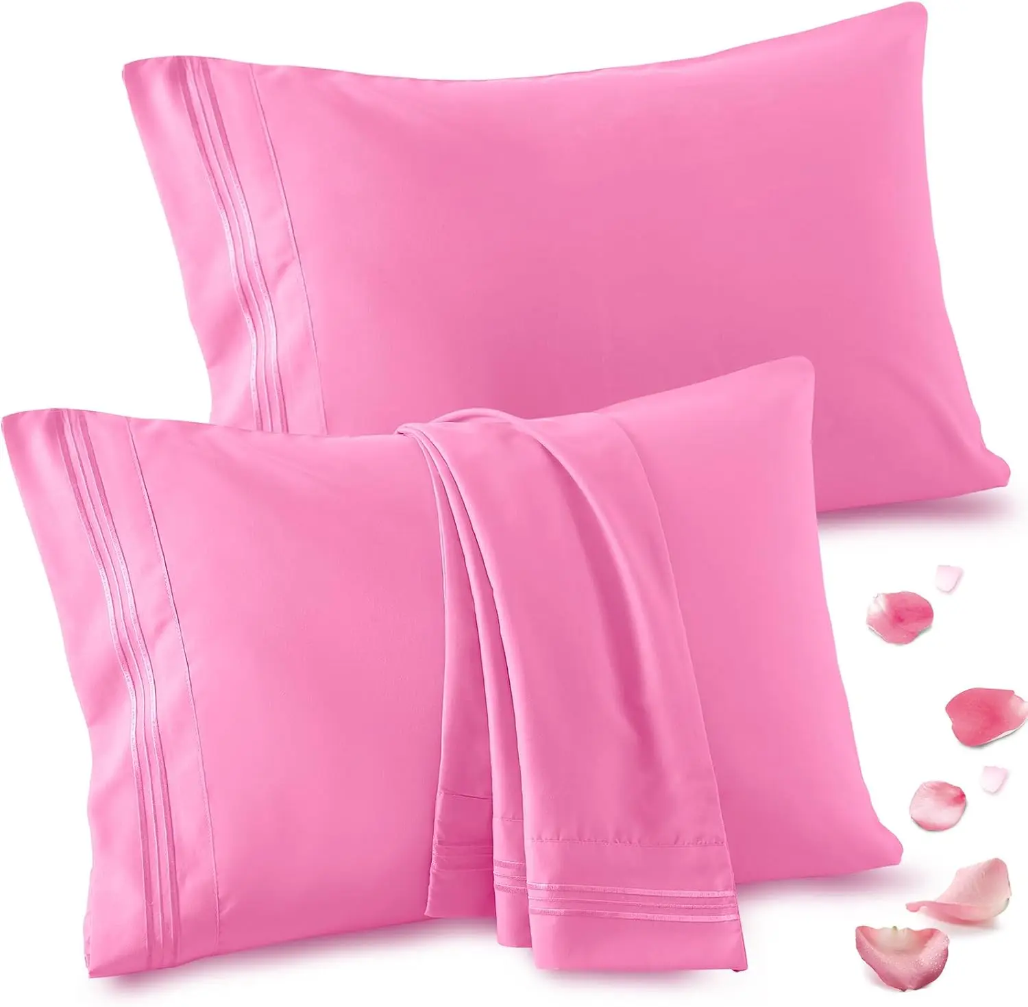 2 Pack  Pillow Cases - 20x30 Inch, 1800 Thread Count Microfiber Pillowcases  Size  Pillow Cases Luxury & Soft Embroidered Bed Pillow Covers with Envelope Closure