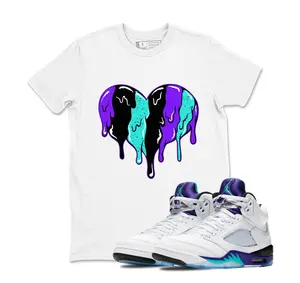 Sneaker Label Jordan 5 Grape Matching T Shirt Match Heart, White