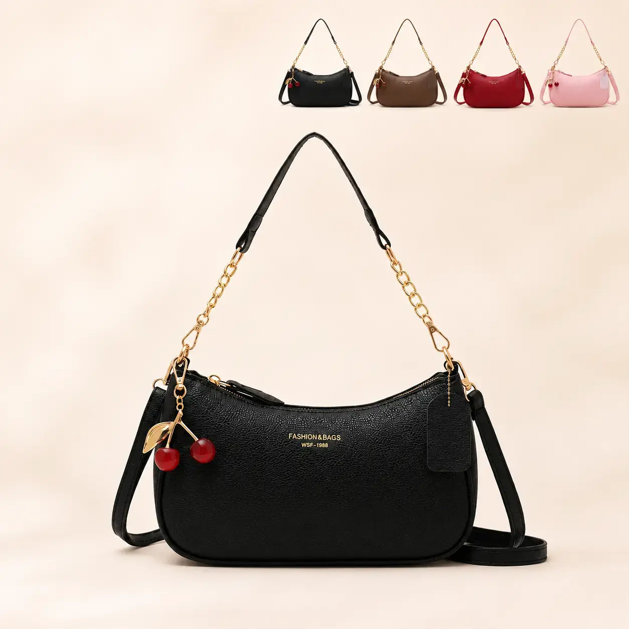 Women's PU Leather Crossbody Bags - Cozy Commuter Essential Small Purses, Chic Retro Colorblock Design, Embossed Grain Stitching, Chain Accent, Zippered Daily Carry for Casual Wear, Spring 2026 New Underarm Bag, Purses Crossbody Bag tiktokshopbacktoschool