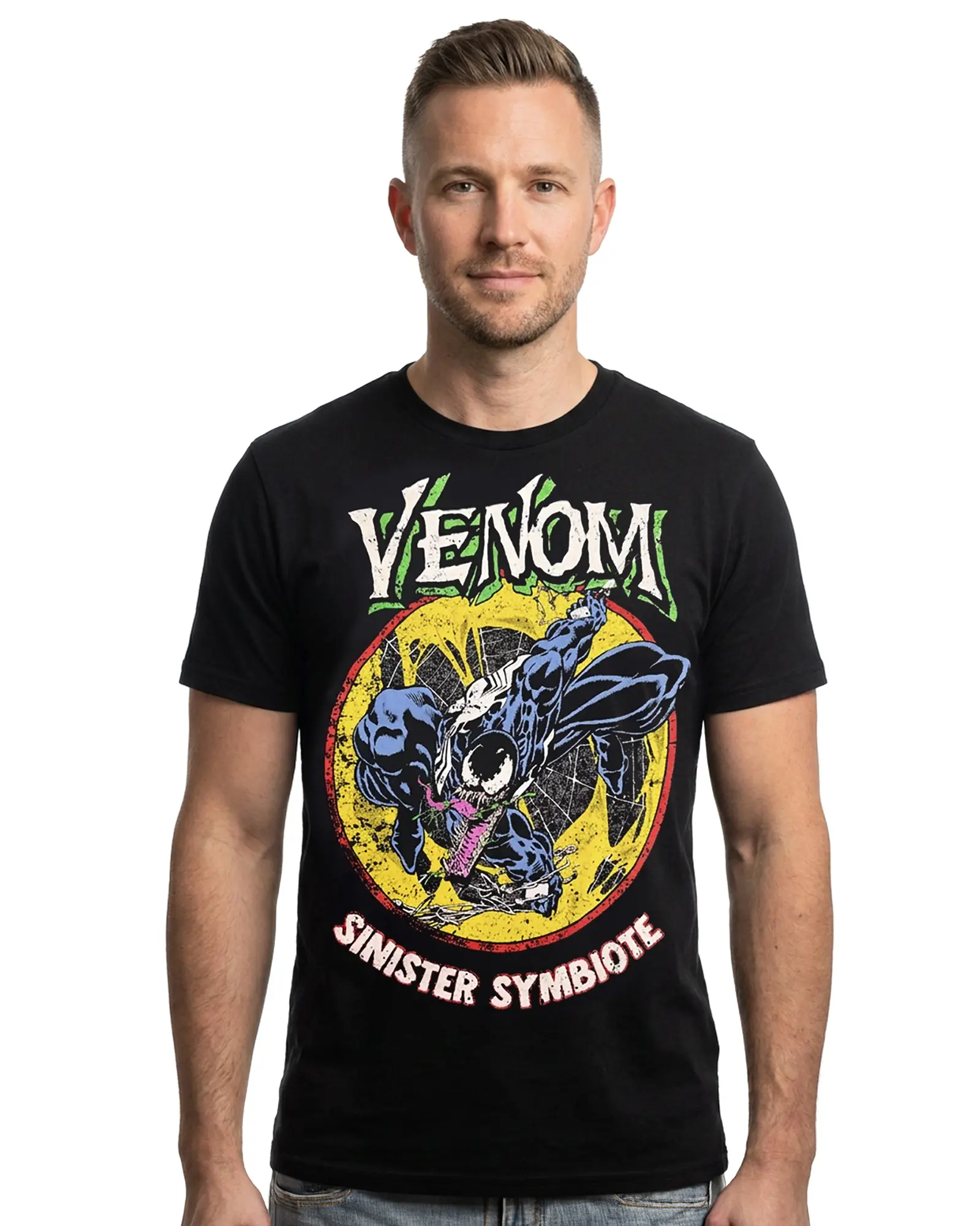 Marvel Venom Sinister Symbiote Men's Streetwear Graphic T-Shirt - Short-Sleeve Top, Versatile Layering Piece, Shortsleeve
