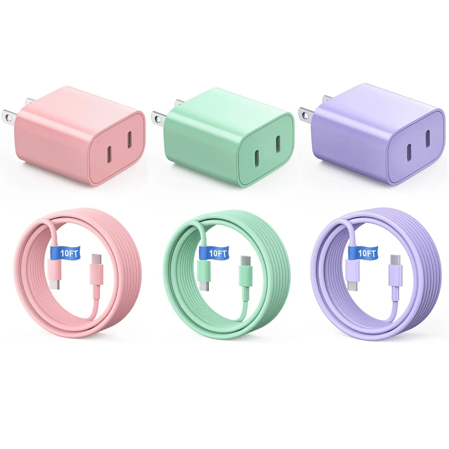 For iPhone 17 Fast Charging, 40W Dual Port USB C Charger With 10 Ft USB C To C Cable For IPhone 16 Pro Max/16/15 Plus/15 Pro Max, IPad 12.9/11