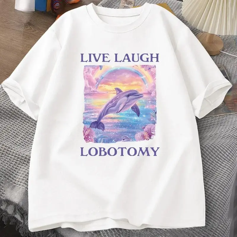 T Shirt Men Funny Dolphin Meme T-shirt Silly Weird Short Sleeve Tshirt Unisex Printed T-shirt Tops