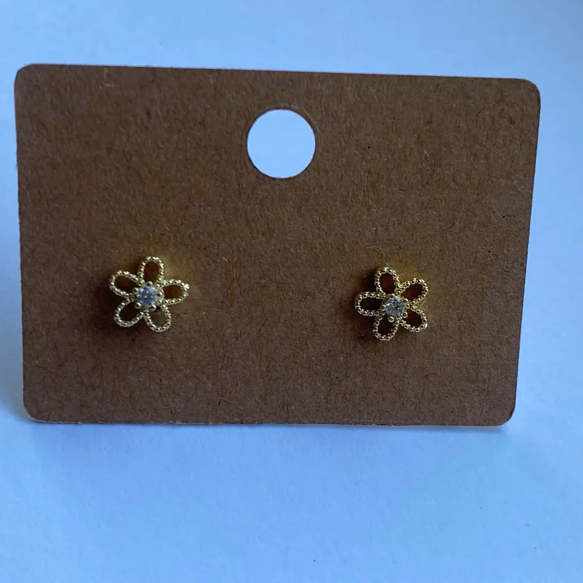 14K Gold Plated Flower Zircon Earrings For Women and Toddlers