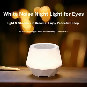 White Noise Night Light, Portable Sleep Sound Machine with Colorful LED Lights, Timer Setting, for Baby Kids Adults Bedroom, Travel