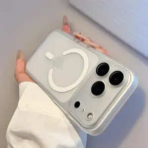iPhone Case with Lens Protection Film for iPhone 17/16/15/14/13/12 Pro Max Matte Finish Magnetic Ultra-Thin Full Cover Transparent Shockproof Case