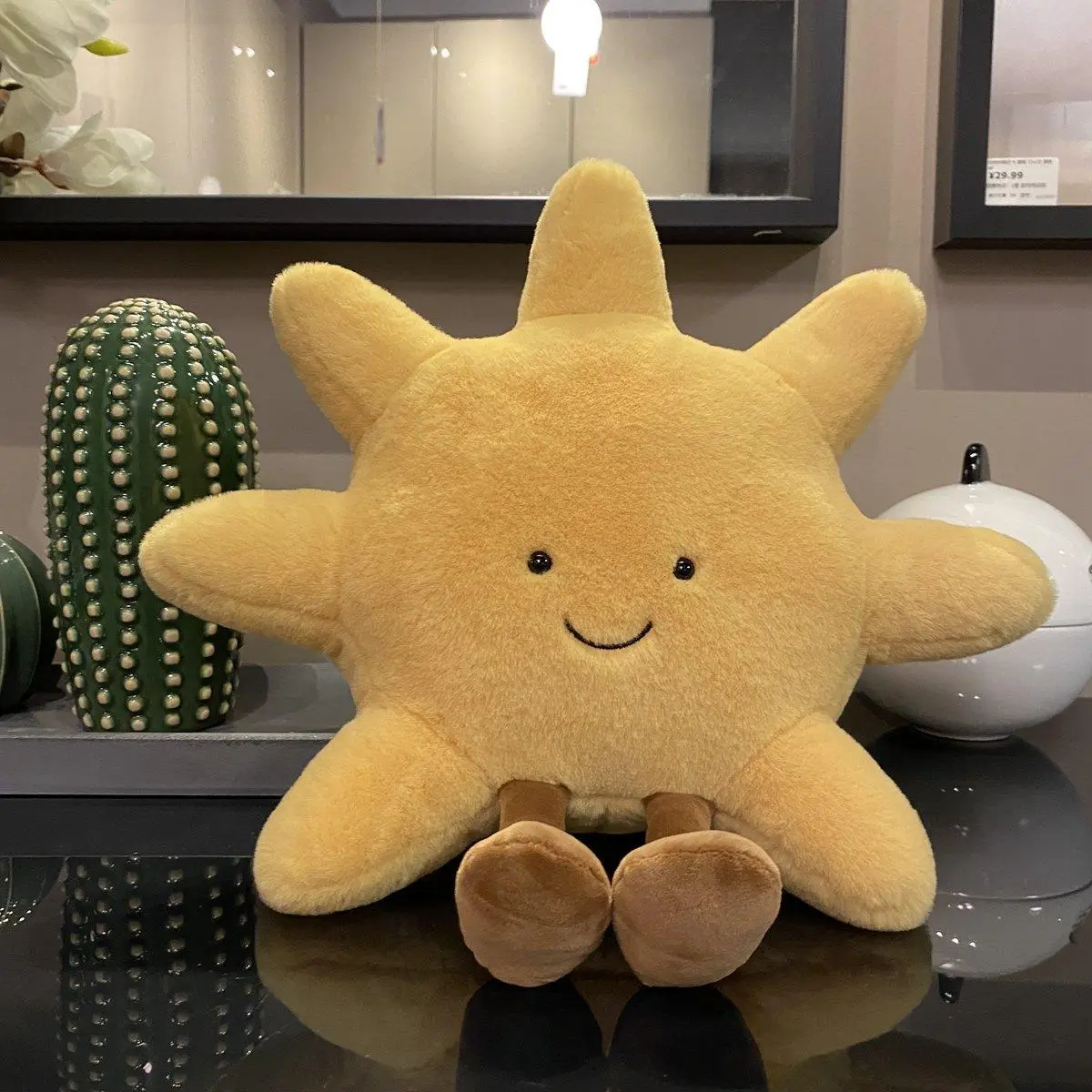 Unisex Weather Theme Plush Toy - Adorable Smile Face, White Moon & Yellow Sun Design, PP Cotton Fill, 30/48cm & 35/50cm Sizes, Kid Bedroom Decoration & Sofa Throw Pillow