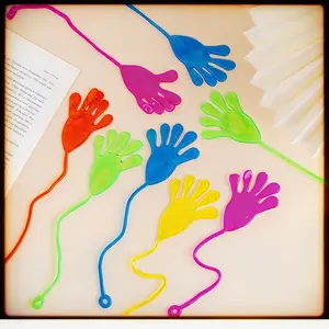 10pcs Random Color Elastic Palm Soft Gel Stress Relief Fidget Sticky Hands Spider Web Wall Climbing Spiderman Toy for Kids
