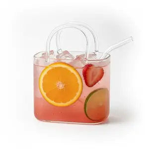 Handbag Glass Drink Purse Coffee Drinkware Beverage Lids with Comfortable Handle and Stylish Clasp for Hot or Cold Beverages