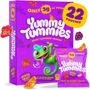 Yummy Tummies 22 Pack, 70% Less Sugar Fruit Snacks, Only 3g Sugar Per 0.8oz Pouch
