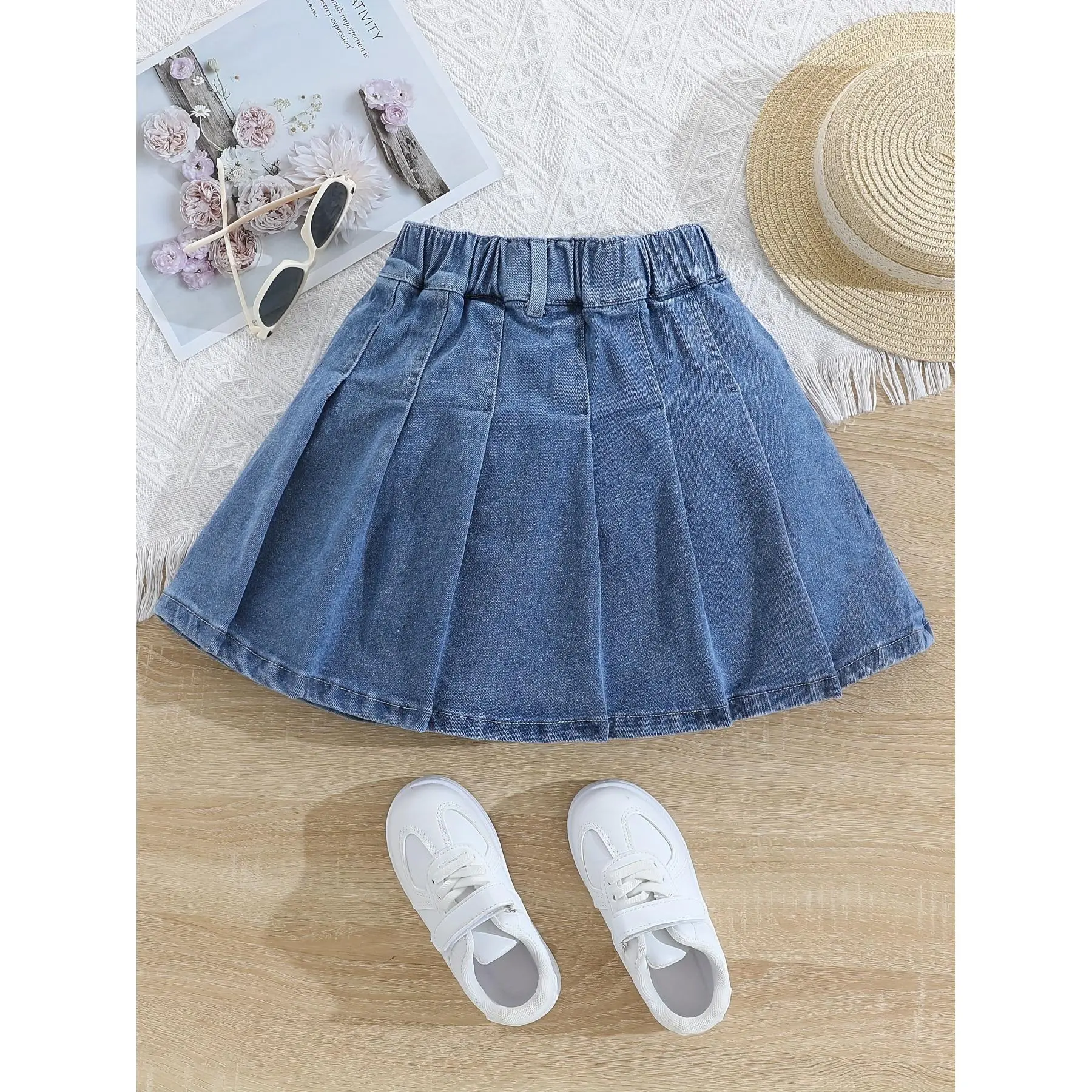 Cute Denim Skirt with Pants Pocket and Button |   Suitable for Street Style, Parties, K-pop Gifts for Teen Girls