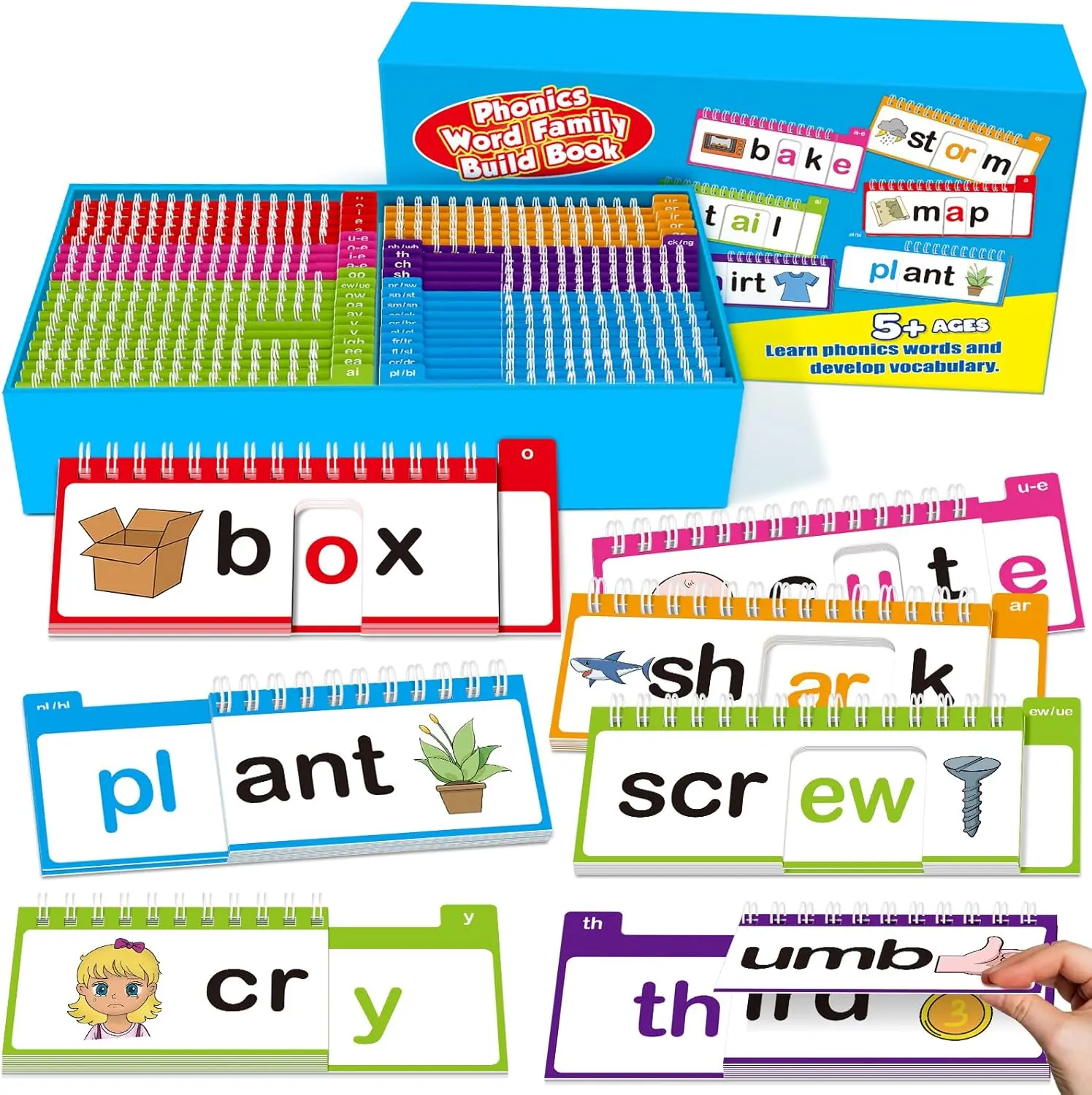 40 Phonics Word Family Build Book Read & Rhyme Flip Cards Sight Words Spelling Vocabulary Early Reading Learning