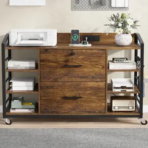 SEDETA 44-inch 2-Drawer File Cabinet for Home Office 6 Storage Shelves Workplace Desktop Workstation Furniture Organization Design