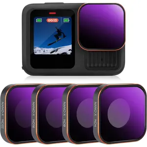 K&F CONCEPT Smart ND Filter Set for GoPro Hero 13 Black, 4 Pack ND4 ND8 ND16 ND32 Neutral Density Light Control Motion Blur Filter, HD Optical Glass Action Camera Accessories, Aluminium, Lens