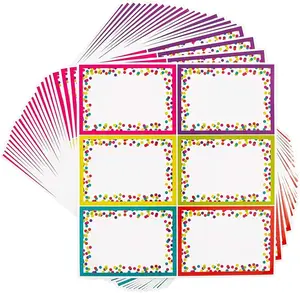 144 count Decorative Colorful Name Tags for Classroom - Blank Stickers to Write on for Student Desks, Bin Labels, Teacher Supplies, 6 Designs (3.5 x 2.5 Inches) - Name Tag Stickers