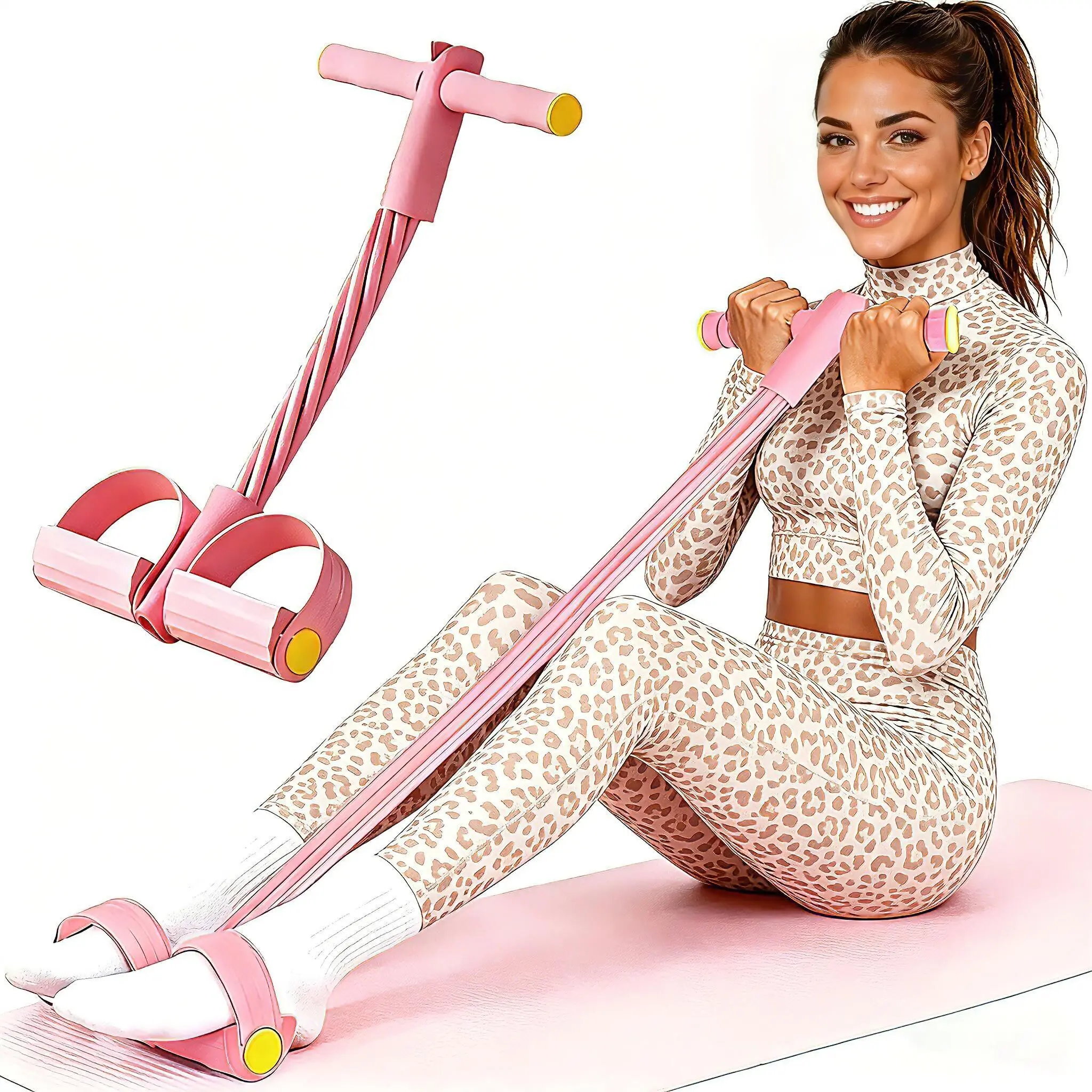 Multifunction Pedal Resistance Trainer with 6 Tubes – Stronger Resistance for Effective Training, Portable Foot Pedal Exerciser for Full-Body Home Workout, Stretching & Fitness Training