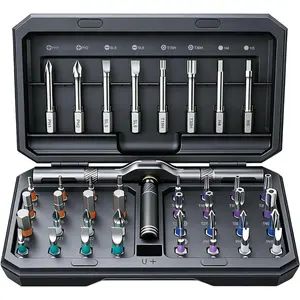 42 in 1 Magnetic Screwdriver, Screwdriver Set, Multi Bit Ratcheting Screwdriver Set with Storage Case Repair Tool Kit for Computer, Eyeglass, Bicycles, Watch, Ring Doorbell, Furniture (Grey)