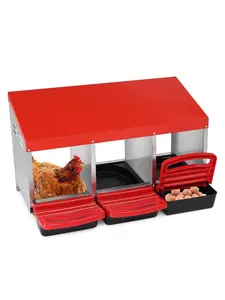 【Christmas Gift】3 Compartment Roll Out Chicken Nesting Boxes,Heavy Duty Chicken Coop Nesting Box,Metal Chicken Egg Laying Box,Hens Chicken Coop Box,With Plastic Basket,For Chickens, Ducks & Poultry