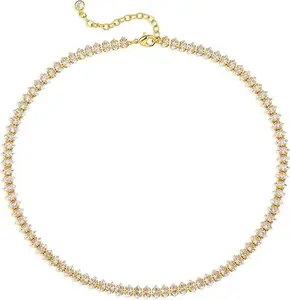 Fettero Gold Choker Necklaces for Women  Gold Plated Simple Chain Choker Necklace Minimalist Simple Hypoallergenic Adjustable Jewelry for Women