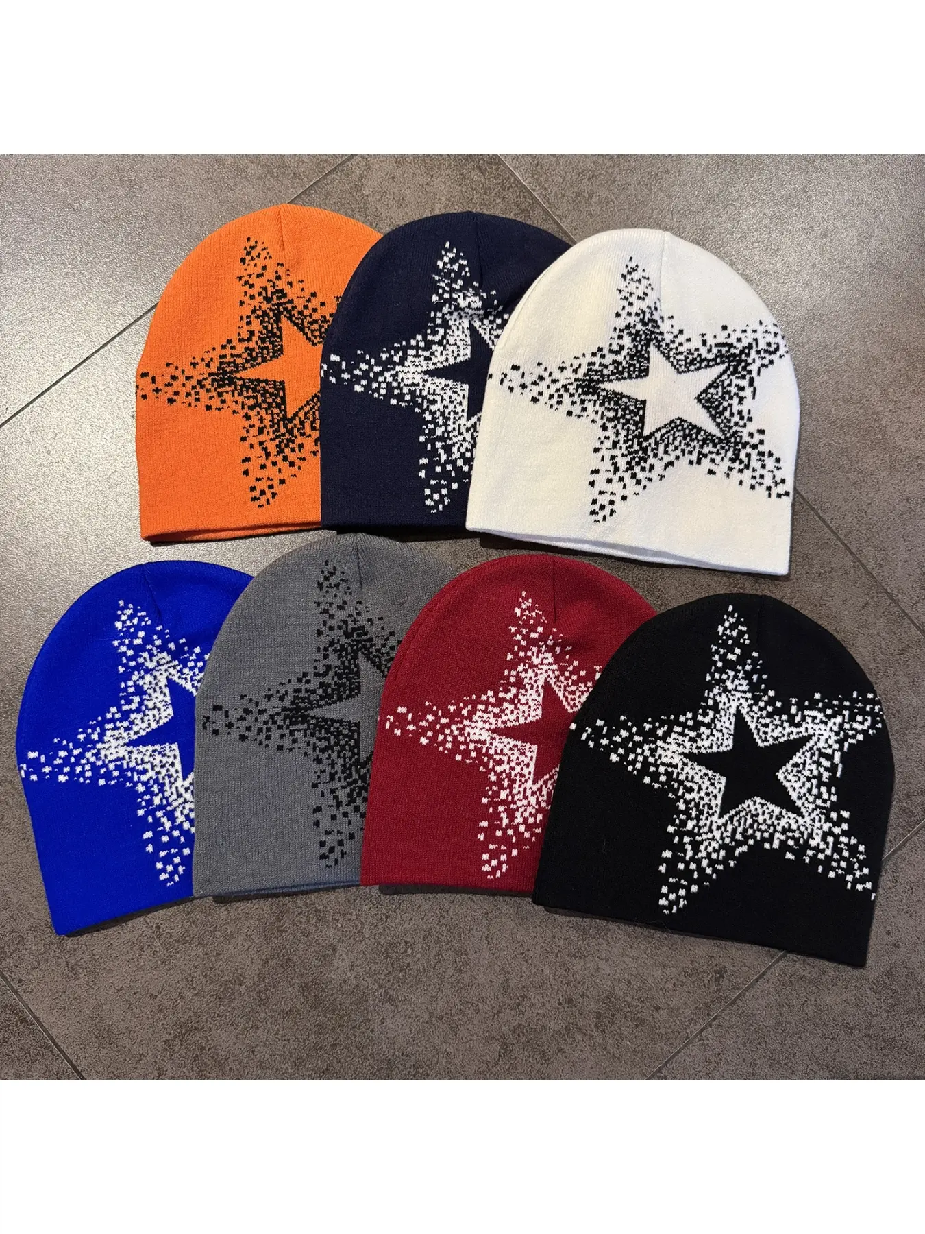 American Five-Star Jacquard Knitted Hat Fashion Beanie for Women Autumn and Winter New Arrival Warm Ear-Covering Hooded Climbing Hat Men's Woolen Hat