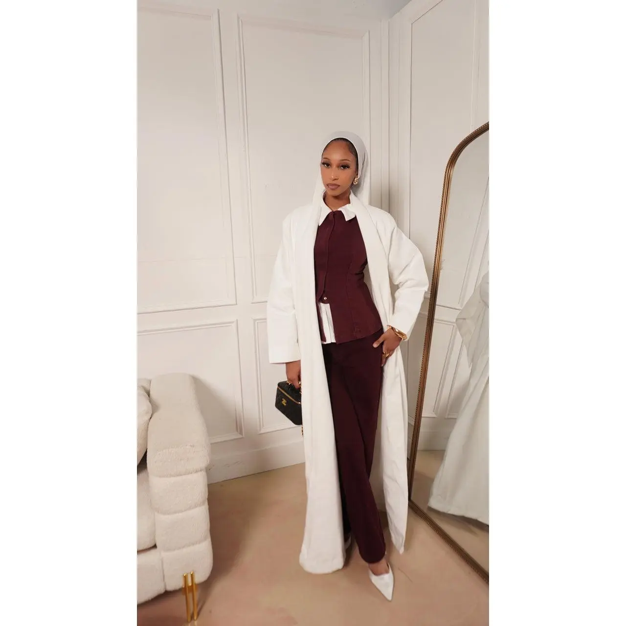 Samira Abaya Coat in White