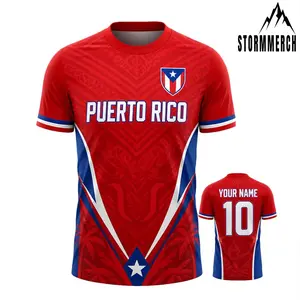 STORMMECH - Personalized Puerto Rico 2026 Soccer Jersey, Custom Name Number Football Jersey, V-Neck Puerto Rico Flag Game Day Shirt, Sun Graphic Fan Jersey, Great Gift for Players and Fans, Soccer Lover Outfit Idea