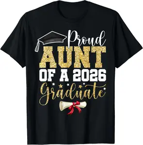 Cotton(pure) Proud Aunt of A 2026 Senior Graduate Family Graduation 2026 T-Shirt