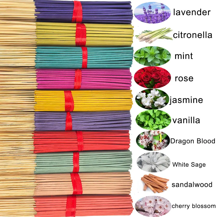 Elegant Bamboo Incense Sticks 20/50/100 Pack, Long-Lasting Rose Lavender Sandalwood Jasmine Sage Scent, Ideal for Home Office Yoga Meditation