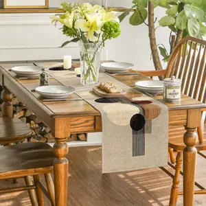 Modern Minimalist Geometric Print Table Runner, Microwave Dust Cover, Multiple Sizes, Home Dining, Kitchen Decor, Outdoor Party Decor