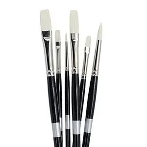 Trekell Opal Long Handle Top Sellers Brush Set - Vegan-Friendly Synthetic Hog Bristle Brushes for Oil & Acrylic Painting, #0 Round Opal 10" Long Handle - Smooth, Comfortable