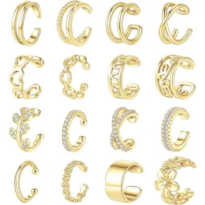 MILAKA Gold Silver Plated Ear Cuffs Non Pierced Clips On Cartilage Earring Set of 16 Adjustable Subtle Glam Custom Fit Comfortable to Wear