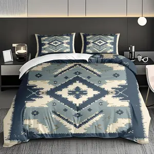 2/3 PCS Geometric Pattern Duvet Cover Set, Modern Bedding Set, Soft, breathable 100% Polyester, High-definition Digital Printing, All Year Round, Perfect Gift, Family & Friends, Machine Washable (1 Duvet Cover +1/2 Pillowcase, No Filling)