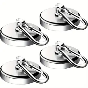 4 Pack Magnetic Hooks, 48LBS Strong Heavy Duty Neodymium Magnet Hooks, Strong Magnetic Hooks for Hanging at Home, Office Locker, Workplace, Refrigerator, Cruise Ship or Travel