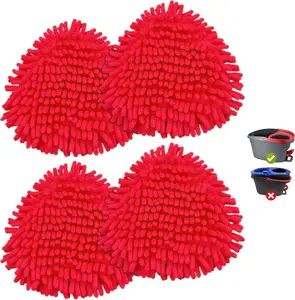 Mop Cloth Reusable, Mop Replacement Head Compatible with EasyWring & Clean Spin System Wet-Dry Mops Cloth for Household 4 Pack