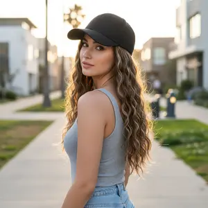 Baseball Cap Wig with Hair, Highlight Loose Curly Synthetic Hair Wig Hat for Women Breathable Synthetic Baseball Cap Wig for Daily Wear