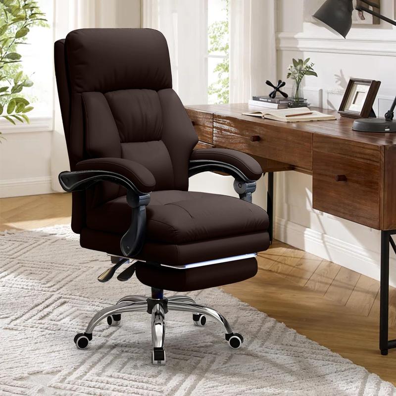 【Black Friday】Executive Office Chair with Foot Rest Comfortable High Back Computer Gaming Chairs Lumbar Support Ergonomic Home Office Desk Chairs Big and Tall PU leather Work Chair