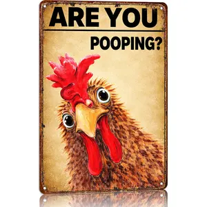 Funny Bathroom Signs Vintage Aluminum Signs Chicken Decor Are You Pooping Sign Metal Chicken Signs For Home Decor Chicken Toilet Wall Art Humorous Bathroom Signs Funny Restroom Sign