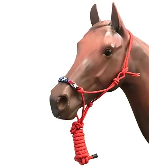 Jacks 4320-RE 8 ft. Beaded Rope Halter & Lead, Red, Secure Fit Dog & Cat Accessory