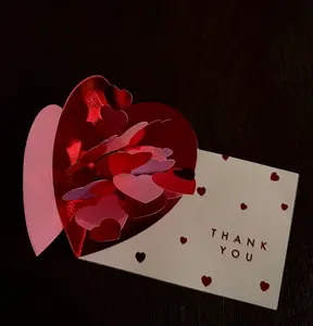3D Heart/Star Pop-Up Thank You Card Handmade Greeting Card with Envelope for Thank You Notes Appreciation Anniversaries and Everyday Surprises