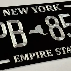Diamond Etched Engraved Custom State License Plate.040 Metal - New York State License Plate with Unique Design