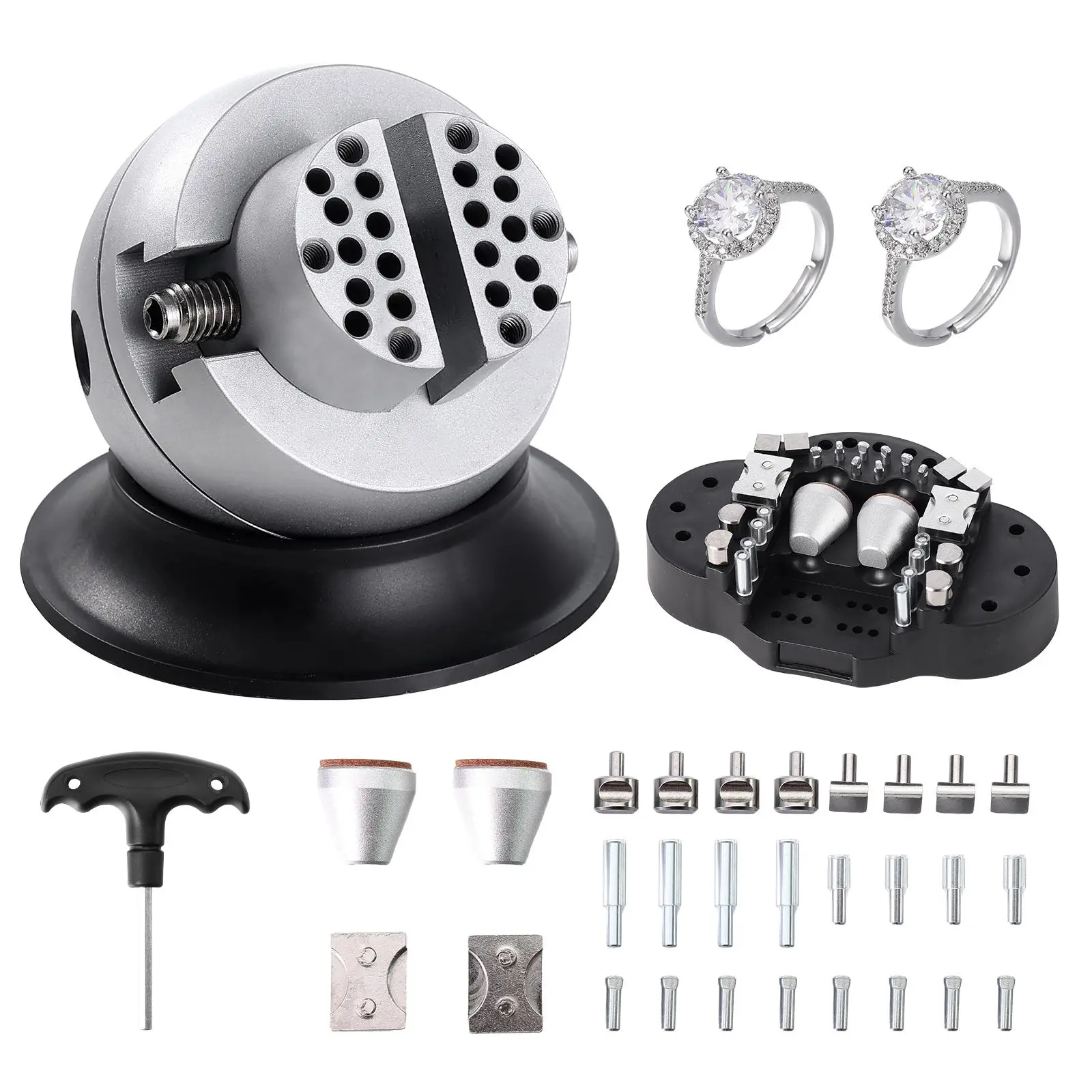 【Summerfinds】VEVOR Ball Vise,  , 3" Engraving Setting Tool, 360° Rotation Engraving Block Vise, 30 PCS Attachment Jewelry Engraving Block Tools Standard Block for Gemstone Inlay and Small-Scale Engraving