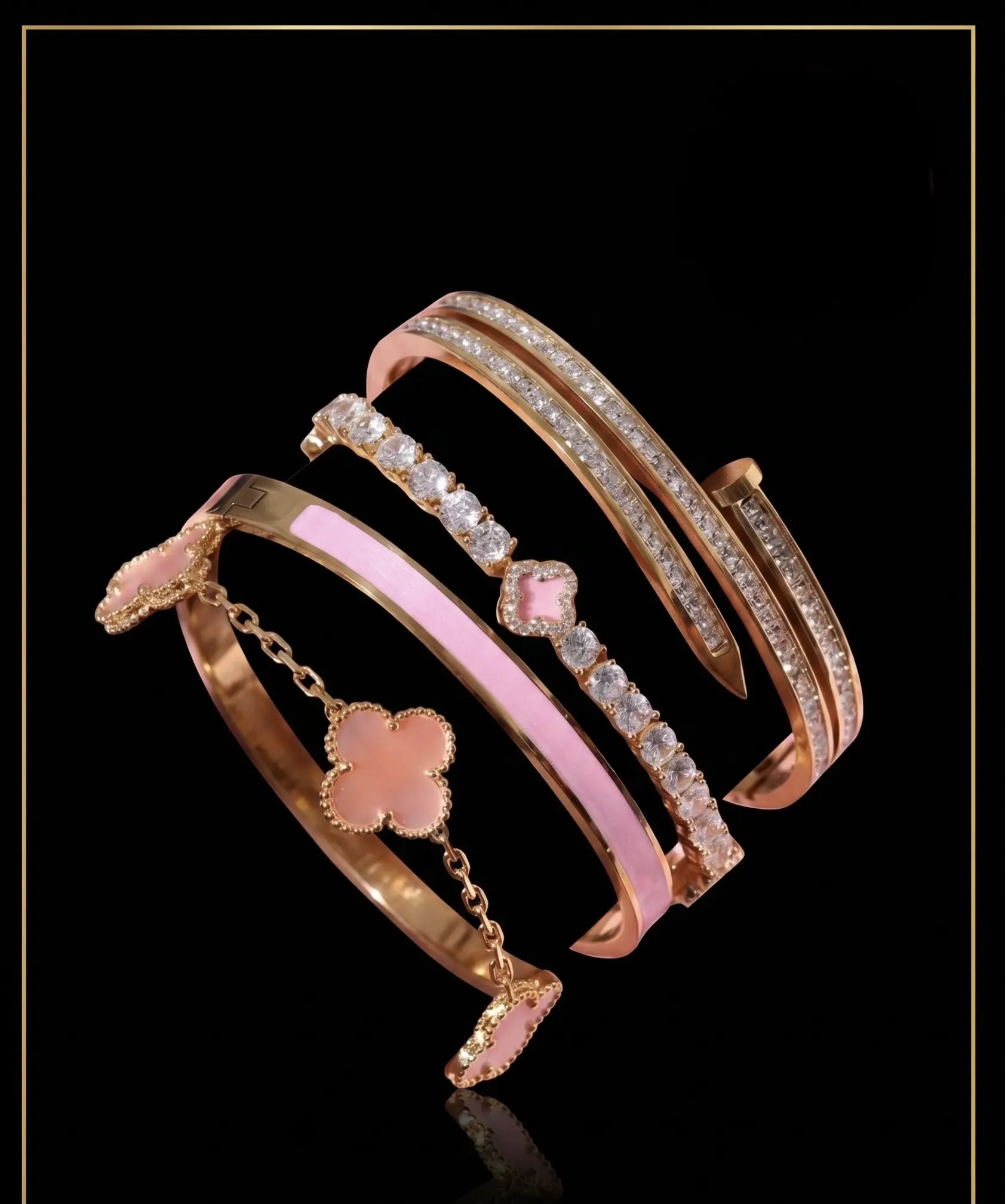 Pink bracelet stack set Pink bracelet stack set