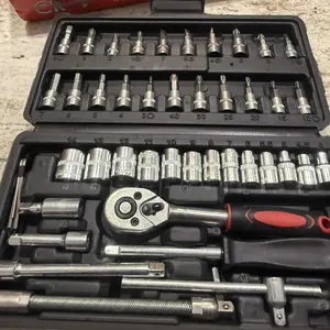 46/53 Pcs Tool repair Set,Car Repair Machinery Tools,Man birthday gift Hand Tool Set Household Machinery Tools,Car and Bicycle Repair Tools,1/2 * 1/4 "3/8" Drive Depth and Standard Socket, Ratchet Torque Wrench Screwdriver Socket Combination Tool