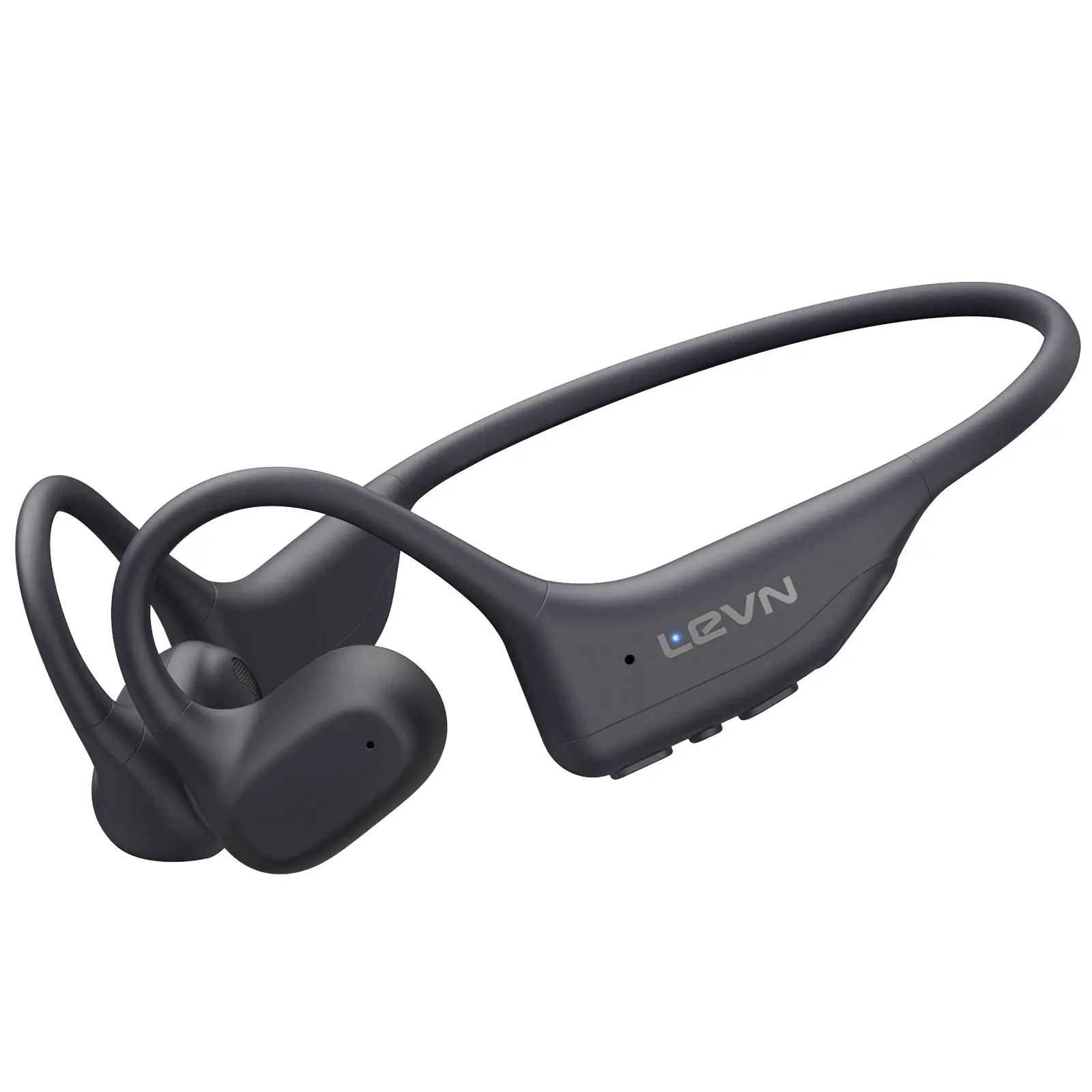 LEVN Bluetooth Bone Conduction Neckband Headphones with Mic – Electronic Wireless Earphones, Audio Handsfree Multi-Platform Open-Ear Headphones for Sport, Cycling, All-Day Ease, No Ear Pain, Safer Listening, Anti-Drop, Sweatproof, IPX6 Water Resistant